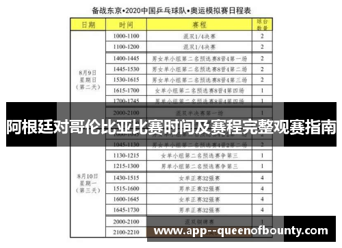 阿根廷对哥伦比亚比赛时间及赛程完整观赛指南 阿根廷对哥伦比亚比赛时间及赛程完整观赛指南